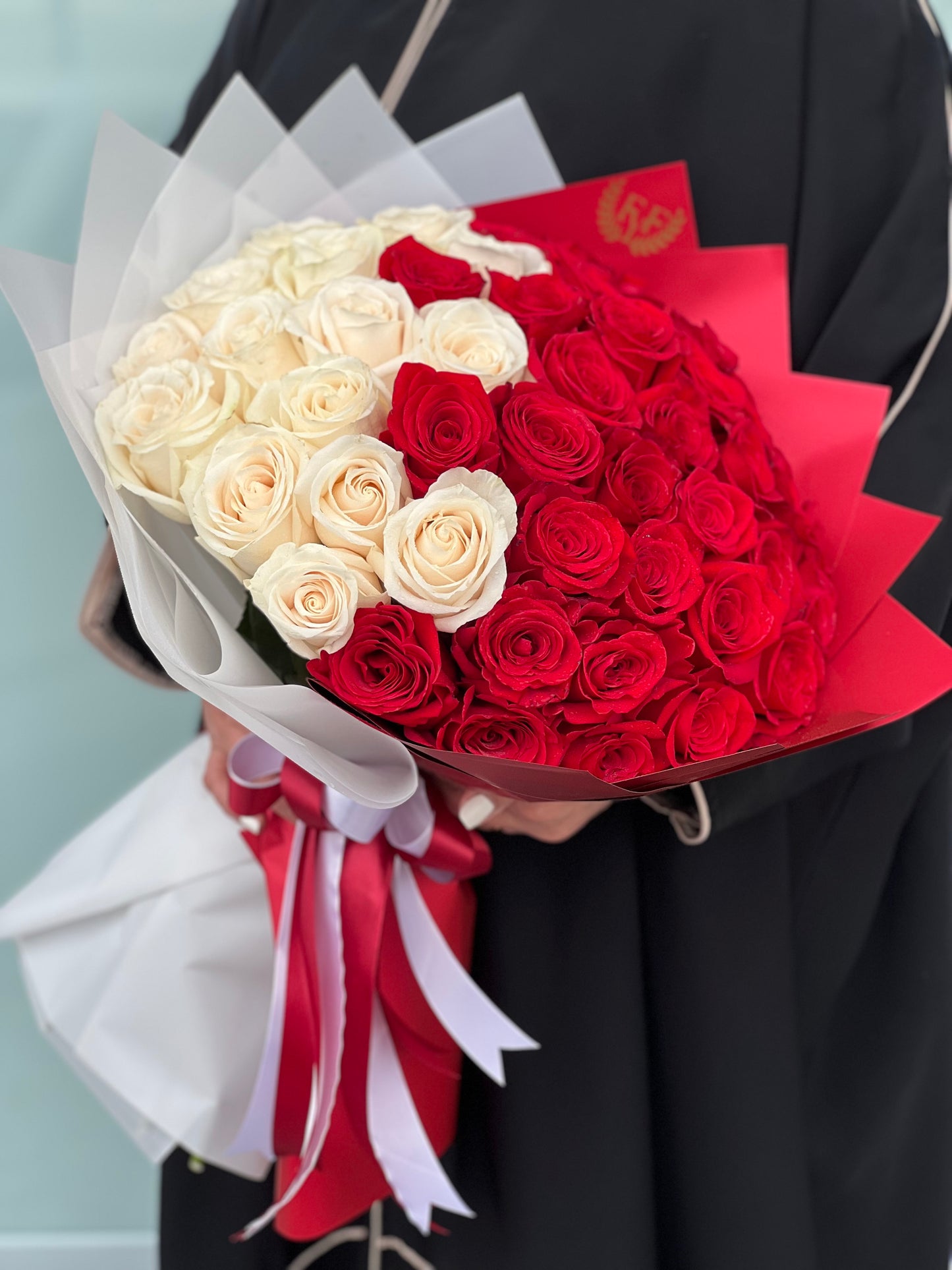 FYF-QND-1215B RED AND WHITE ROSES