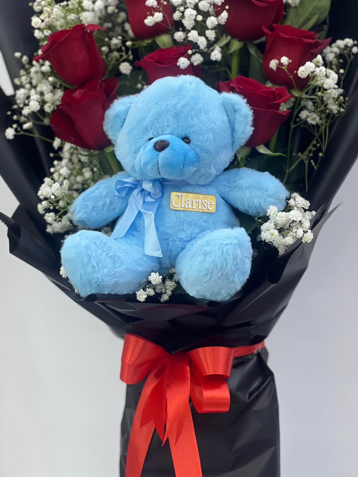 FYF-SBTB-412B- 12 Red Roses with Teddy Bear