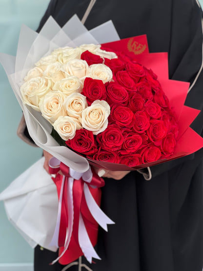 FYF-QND-1215B RED AND WHITE ROSES