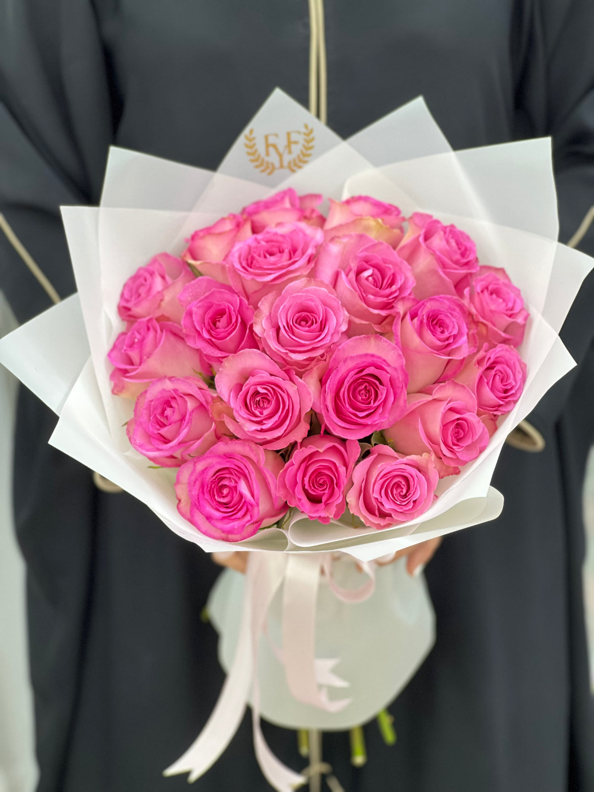 30pcs pink roses